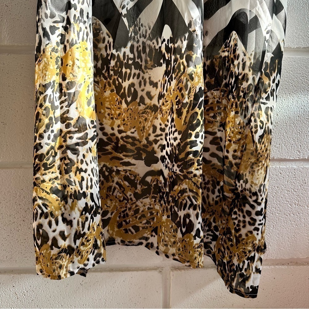 NIB NEW Women’s Maxi CoverUp Tiger Zebra Print Black White Gold TieFront - Picture 11 of 15